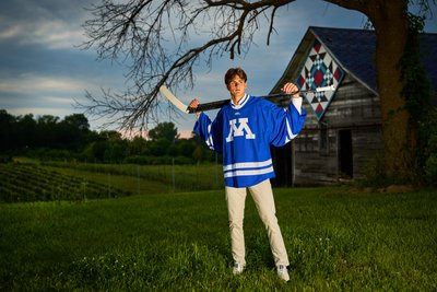 Minnetonka High School Senior Portrait Of Hockey Goalie
