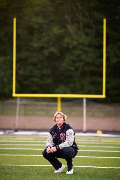 Yorba Linda Mustangs Football Player in his Letterman's jacket
