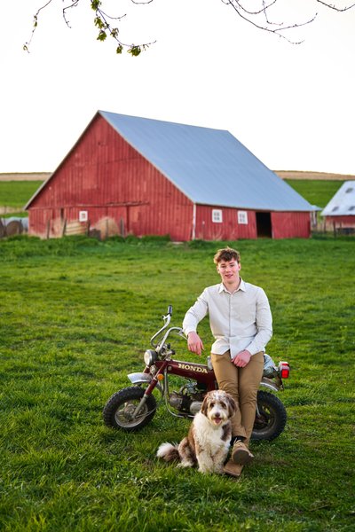 Farm senior portrait on grandpa's farm Minnetonka High School senior
