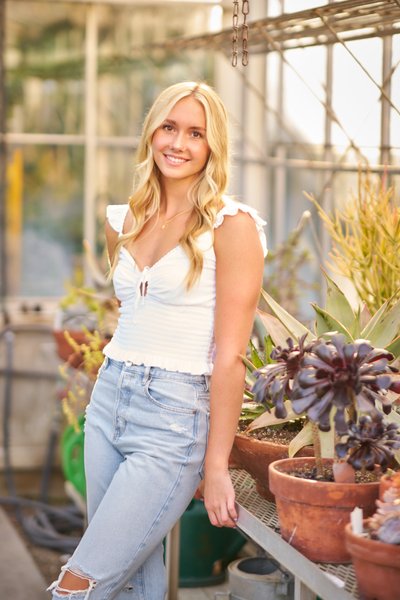 Greenhouse High school senior portrait female, Minnetonka Minnesota