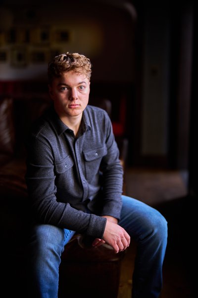 In Home Senior Portrait, of this Edina Minnesota high School Senior Boy