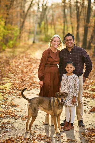 Fall Family Portrait with Dog in Minnesota
