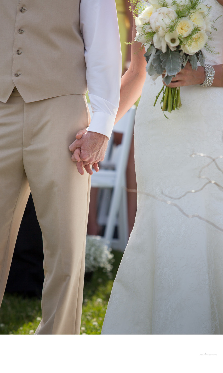 Bride & Groom Holding Hands | Outdoor Wedding Ceremony