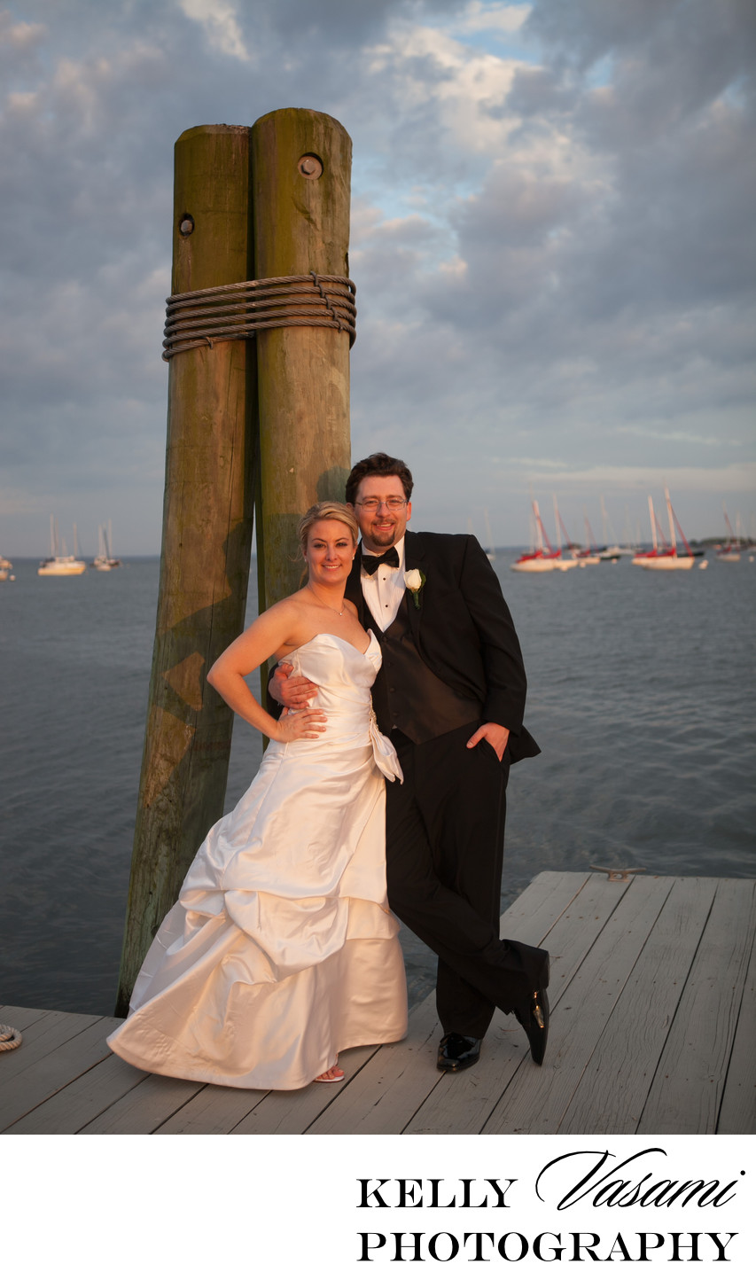 Indian Harbor Yacht Club | Bride & Groom Dockside