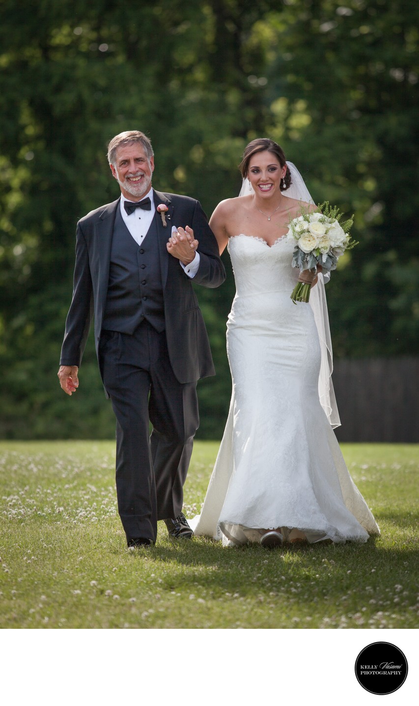 Dad Walking Bride Down Aisle | Outdoor Wedding Ceremony