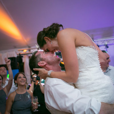 Bride and Groom dance at reception | purple uplighting 