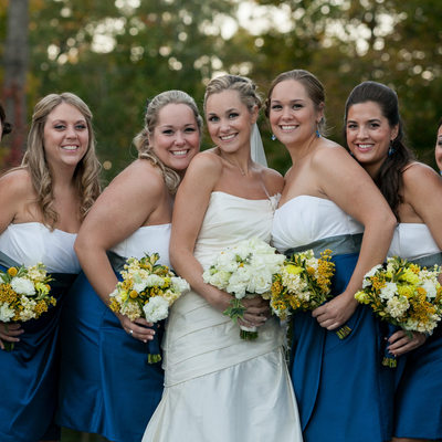 blue and white bridesmaid gowns westchester