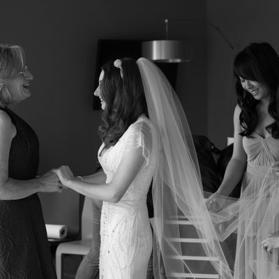 Bride with Bridesmaids & Mother | Roundhouse at Beacon