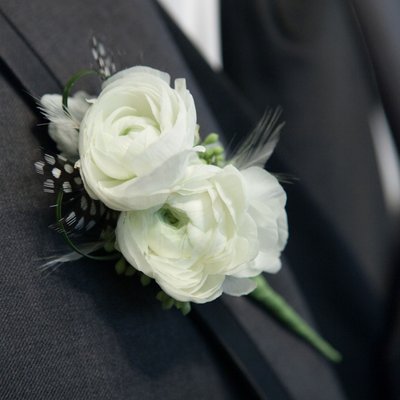 White Ranunculus Groom's Boutonniere | Westchester NY 