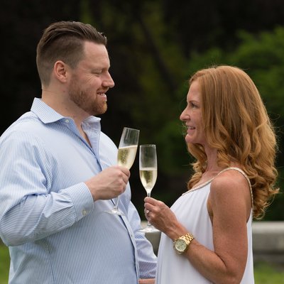 Cheers! Engagement session with champagne glasses