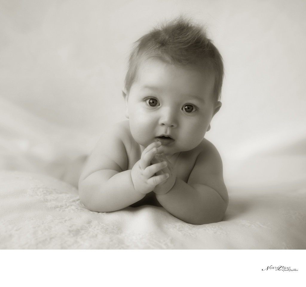 Classic Black and White Photo | 6 Month Baby Portrait