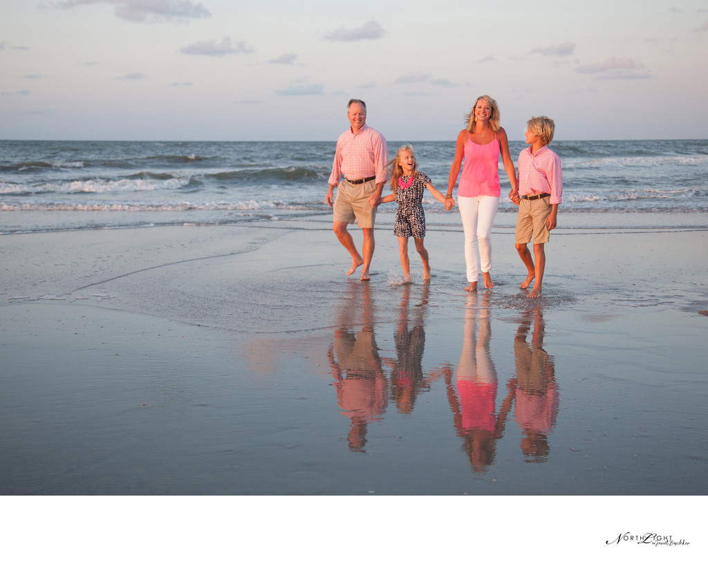 Folly Beach South Carolina Family Photograph at Sunrise