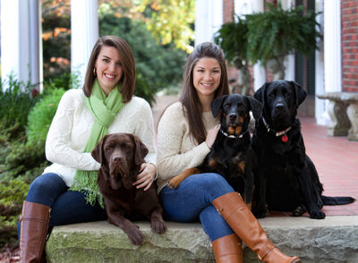 Portrait of Sisters With Family Dogs | Belmont, NC