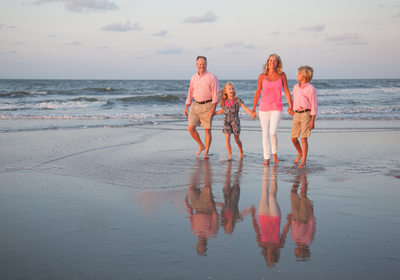 Family of 4 Photo at Sunrise, Folly Beach South Carolina