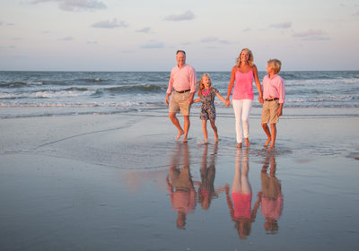 Folly Beach South Carolina Family Photograph at Sunrise