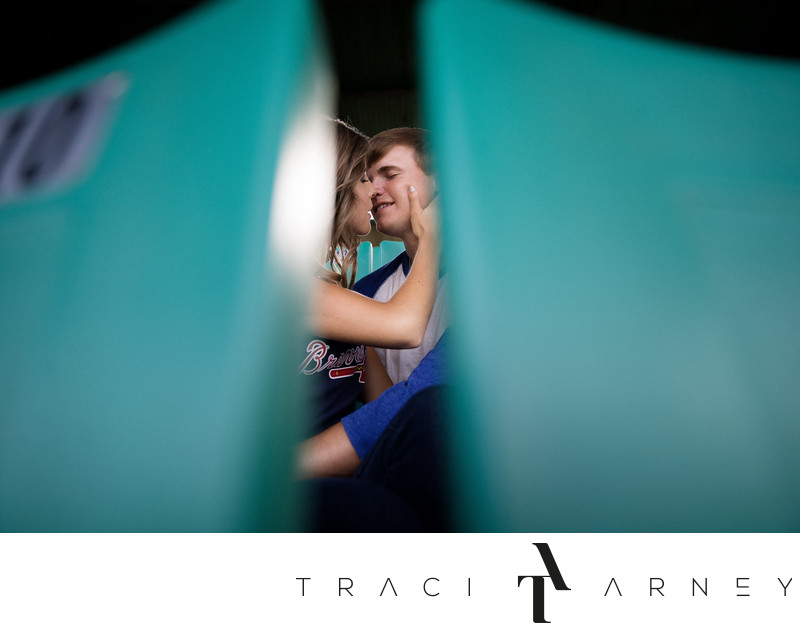 Engagement Portrait, War Memorial Stadium, Greensboro, NC