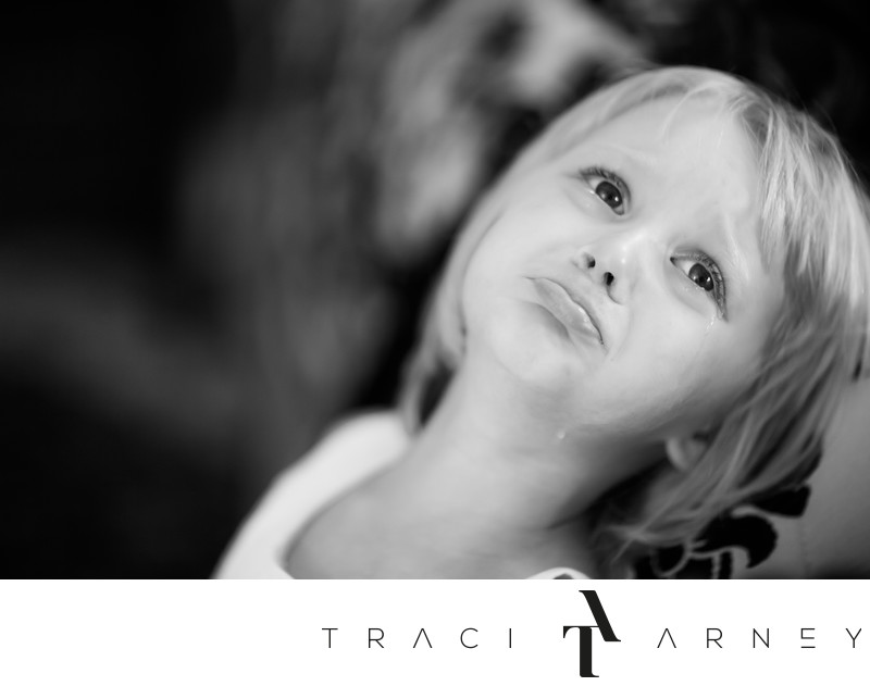 Crying Flower Girl Portrait, Asheville Wedding Photographer