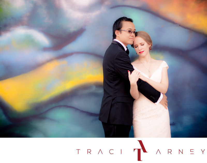 Bride & Groom Day After Session Against Graffiti, Raleigh, NC