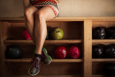 Sexy Bowling Alley Engagement Session Greensboro, NC