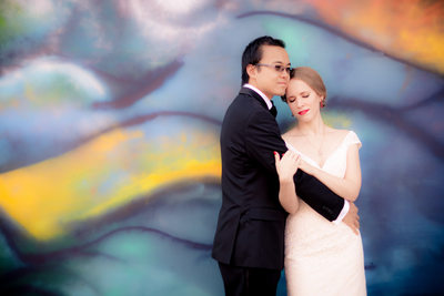 Bride & Groom Day After Session Against Graffiti, Raleigh, NC