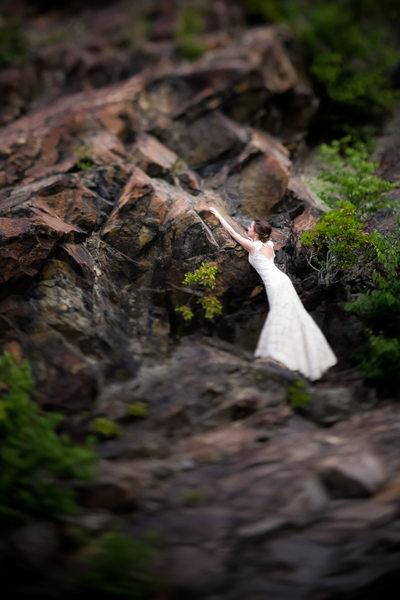 Barefoot Bride Climbs Side of Blue Ridge Mountains, NC