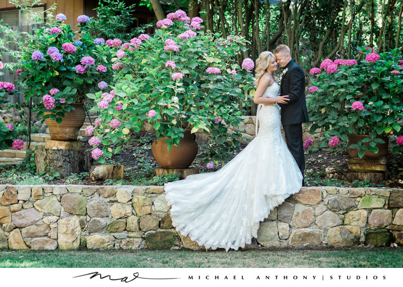 A Wedding Photo at the Gardens in Calamigos Ranch outside of Los Angeles