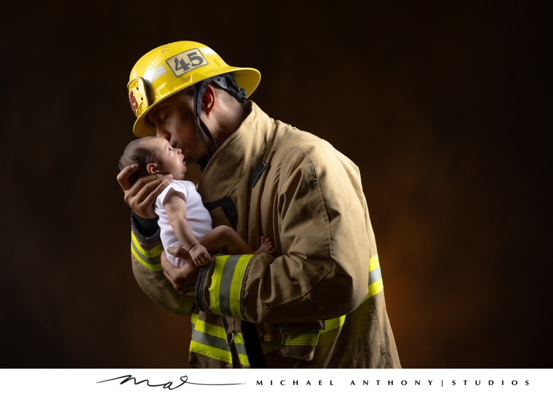 Firefighter Father with Newborn