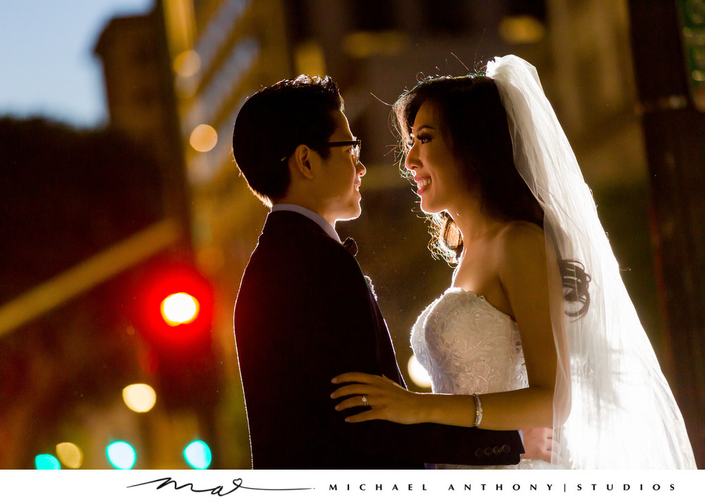 Downtown Los Angeles Wedding Portraits at Majestic Downtown