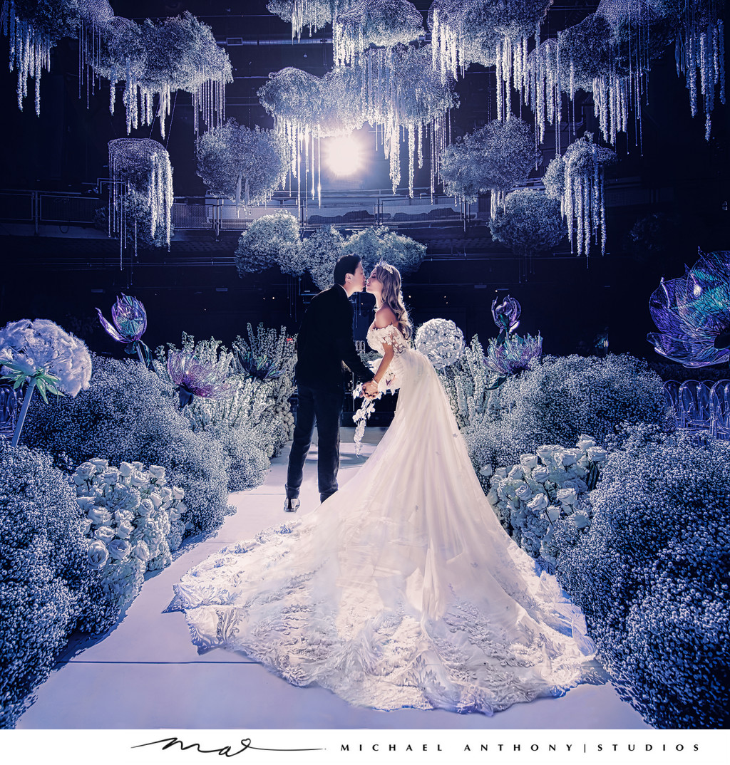 Bride and Groom Portrait with Creative Lighting