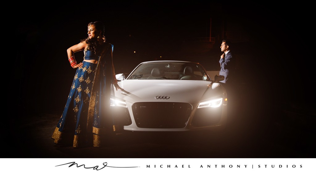 Bride & Groom Pose on Audi R8