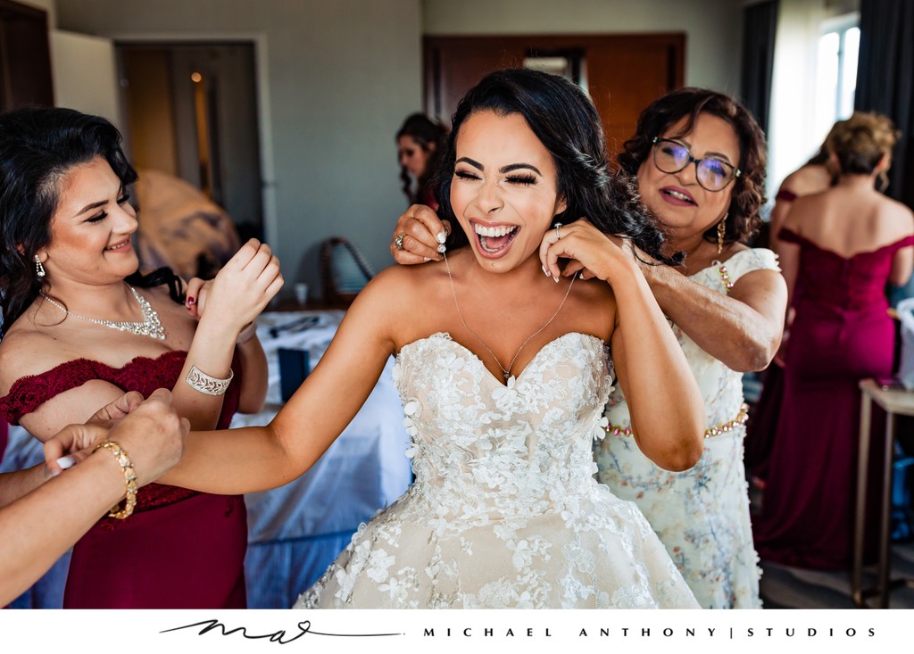 Bride Getting Ready with Family's Help