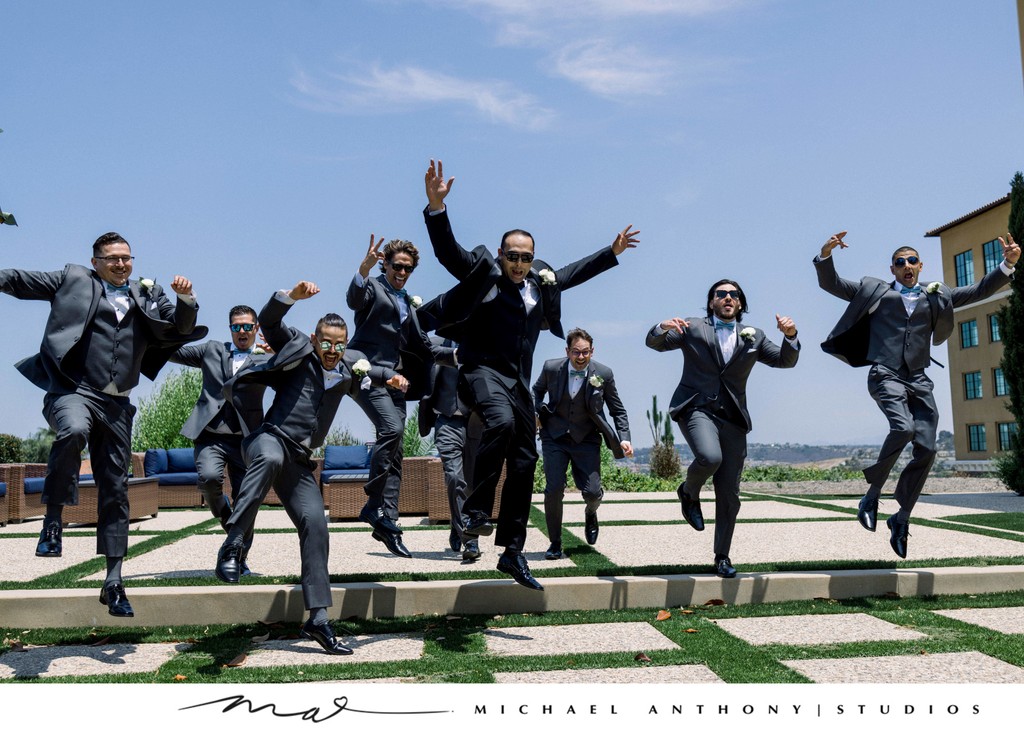 Groomsmen Jumping with Joy