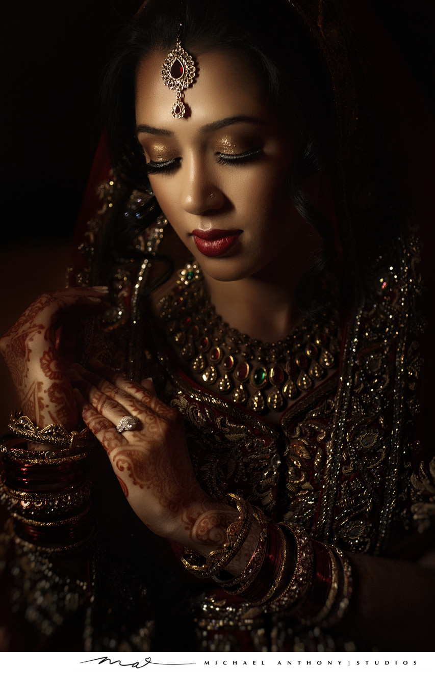 Indian Bride Getting Ready for Ceremony