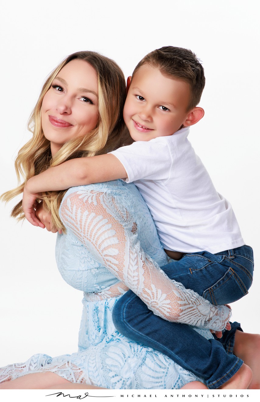 Mom and Son’s Playful Piggyback Photo