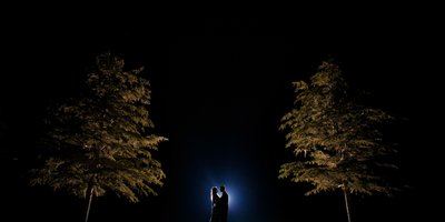 Bride & Grom Wedding Photos on Golf Course at Night