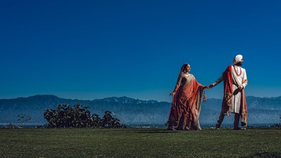 Indian Wedding Portrait on a Los Angeles Cliffside