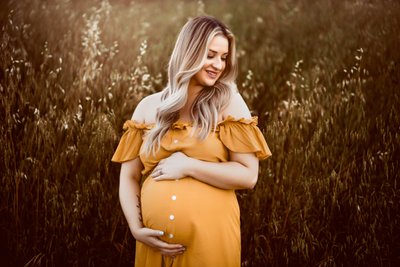 Maternity Photography in Golden Grass