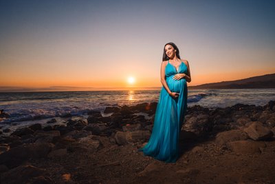Stunning Beach Maternity Portrait at Sunset