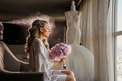 Vertigo Event Venue Wedding: Bride Getting Ready in Hotel