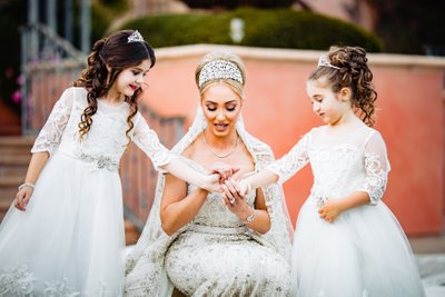 Fairmont Grand Del Mar Wedding: Bride with Flower Girls