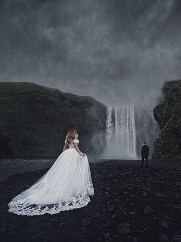 Iceland Destination Wedding Photos Waterfall