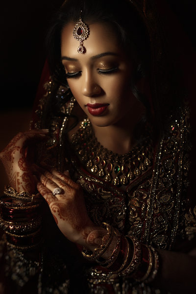 Indian Bride Getting Ready for Ceremony
