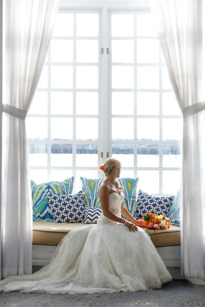 Bride Sitting at Portofino Hotel in Redondo Beach