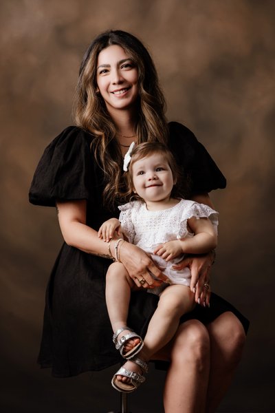 Elegant Mother and Daughter Portrait in Dallas Studio