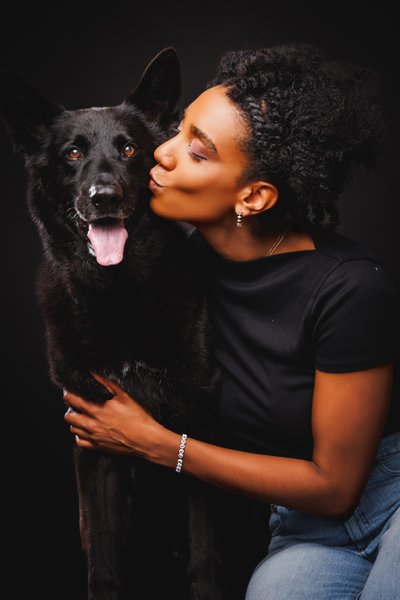 Dog and Owner Kiss Portrait