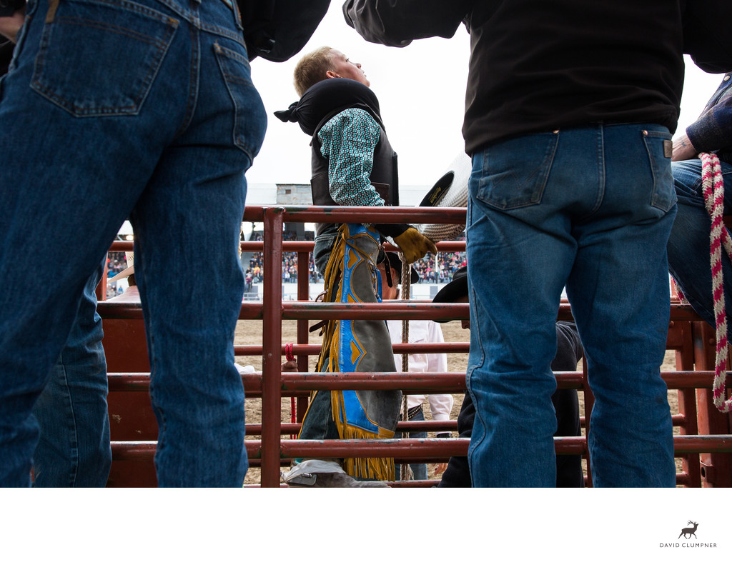 Young Cowboy Prepares for Bull Riding at Hamilton Rodeo