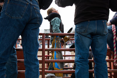 Young Cowboy Prepares for Bull Riding at Hamilton Rodeo