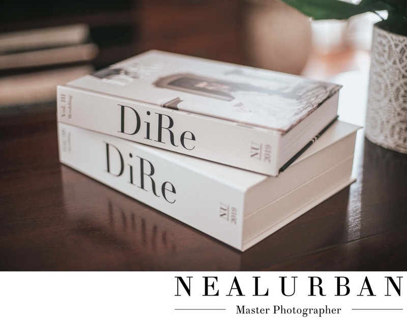 Custom Wedding Album Displayed on Coffee Table