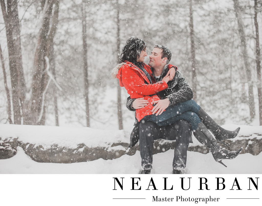 buffalo engagement photography in the snow at delaware park