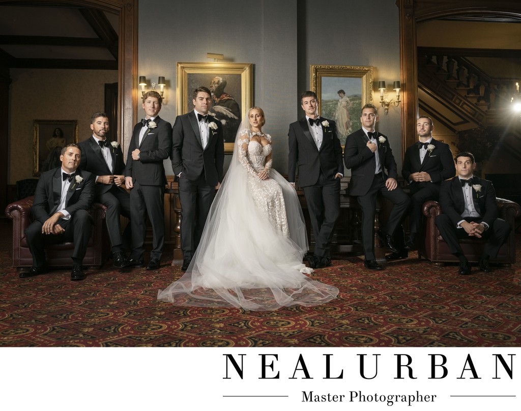 Bride and Groomsmen at the Buffalo Club Buffalo NY